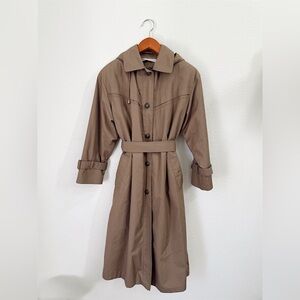 Women's Taupe Trench Coat with Belted Waist